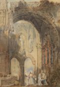 Manner of Samuel ProutwatercolourWomen praying beside a cathedral ruins43 x 30cm