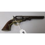 A 5 shot .36 inch Manhattan Arms single action percussion revolver, no.42418 (matching), good