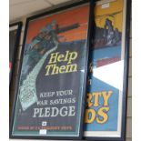 Two World War I posters - "Help them keep your war savings pledge" and "Beat back the Hun with