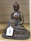 A bronze figure of Buddha Shakyamuni