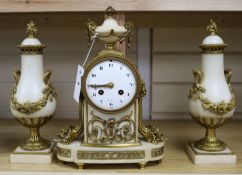 French gilt mounted clock garniture