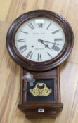 A 19th American rosewood drop dial wall clock, by Henry Lee of Boxton