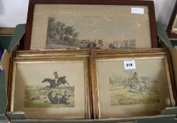 A set of four hunting prints and a coaching scene