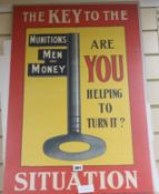 First World War recruiting poster, anonymous artist, "The Key to the situation are your helping to