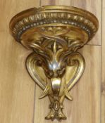 A 19th century carved giltwood and gesso wall bracket with label John Lane, Knightsbridge