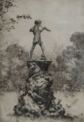 Hilda E Bonsey (20th century), Peter Pan, limited edition monochrome etching, No. 90/300, signed