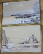 Edgar James Maybery (1887-)pair of gouaches,Coastal scenes, Ogmore by Sea,signed,10 x 15in.