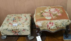 A Regency footstool and a Victorian footstool, W.33cm and 27cm