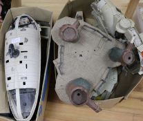 A large collection of vintage Star Wars toys including Millennium Falcon & Ewok Village,