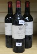 Four bottles of Chateau Boyd-Cantenac, Margaux (year unknown).