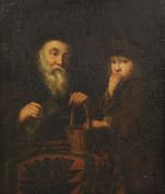 Flemish Schooloil on wooden panelInterior with a man and boy seated at a table12 x 10.5in.