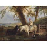 E. Willard (19th C.)oil on canvasHorses watering in a landscapesigned12 x 16in.