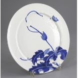 A fine Japanese blue and white 'month' plate, c.1890, by Seifu Yohei III (1851-1914), moulded in