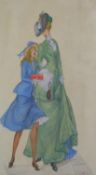 § Albert Victor Ormsby Wood (1904-1977)watercolourWomen walking along a streetmonogrammed28.5 x 16.