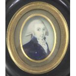 18th century English Schooloil on ivoryMiniature of a gentleman wearing a blue coat1.75 x 1.25in.