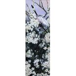 Terence Lambert (1951-)gouacheLong tailed tit perched amongst blossomsigned11 x 3.75in.