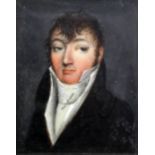 19th century French Schooloil on ivoryMiniature portrait of a gentleman1.5 x 1.25in.