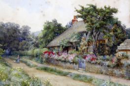 Ernest Albert Chadwick (1876-1955)watercolourWoman passing at thatched cottagesigned10 x 14.75in.