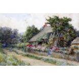 Ernest Albert Chadwick (1876-1955)watercolourWoman passing at thatched cottagesigned10 x 14.75in.