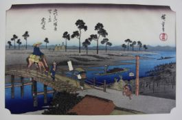 Ando Hiroshige Intermediate Stations of the Tokaido, ukiyo-e prints, re-published by S. Sakai