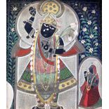 Indian Schoolgouache and gold leafKrishna with attendant8.75 x 7.75in.