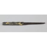 A Japanese shibuichi Kogatana, 19th century, the Kozuka cast with an eagle and a tiger with