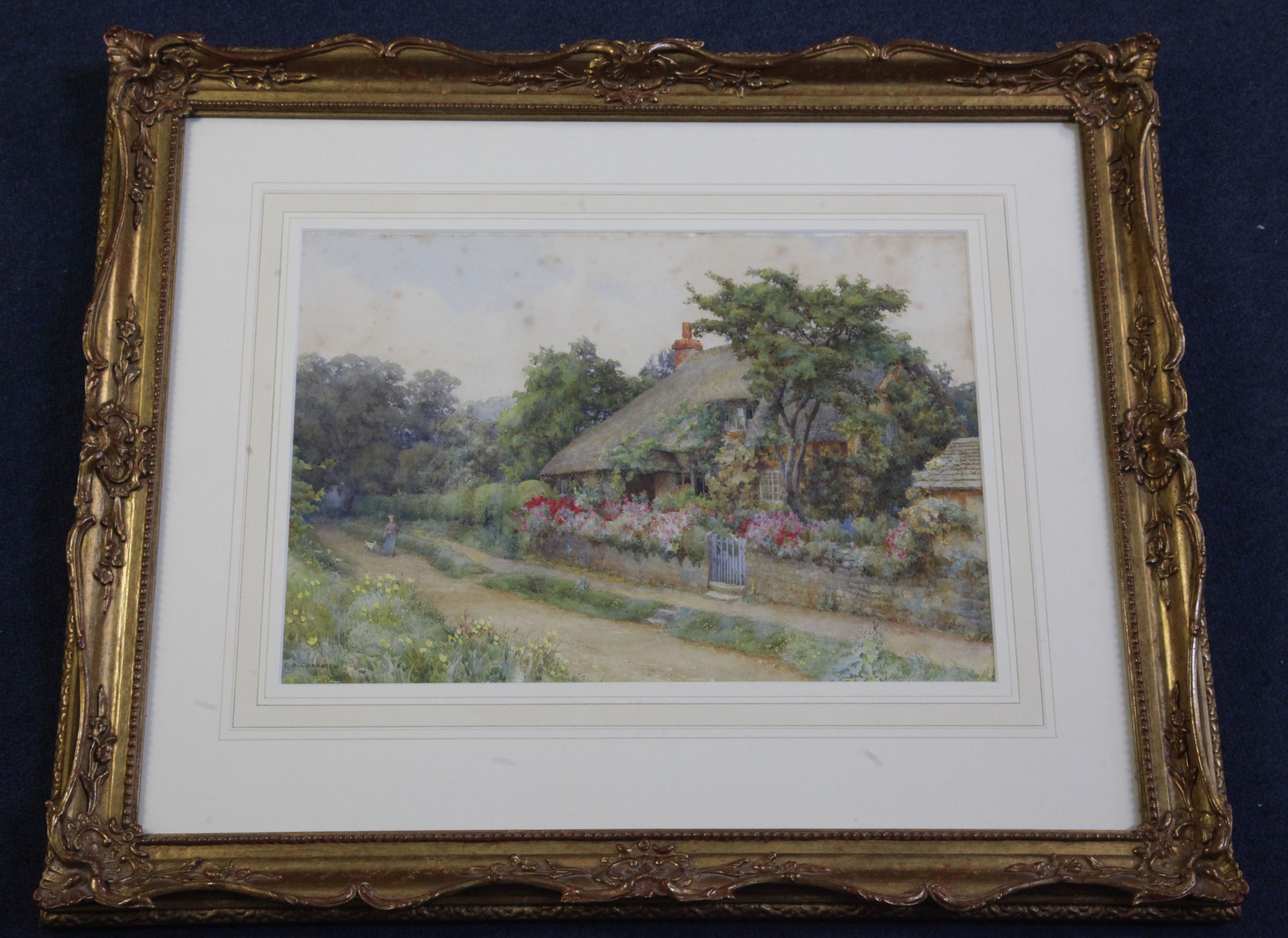 Ernest Albert Chadwick (1876-1955)watercolourWoman passing at thatched cottagesigned10 x 14.75in. - Image 2 of 3