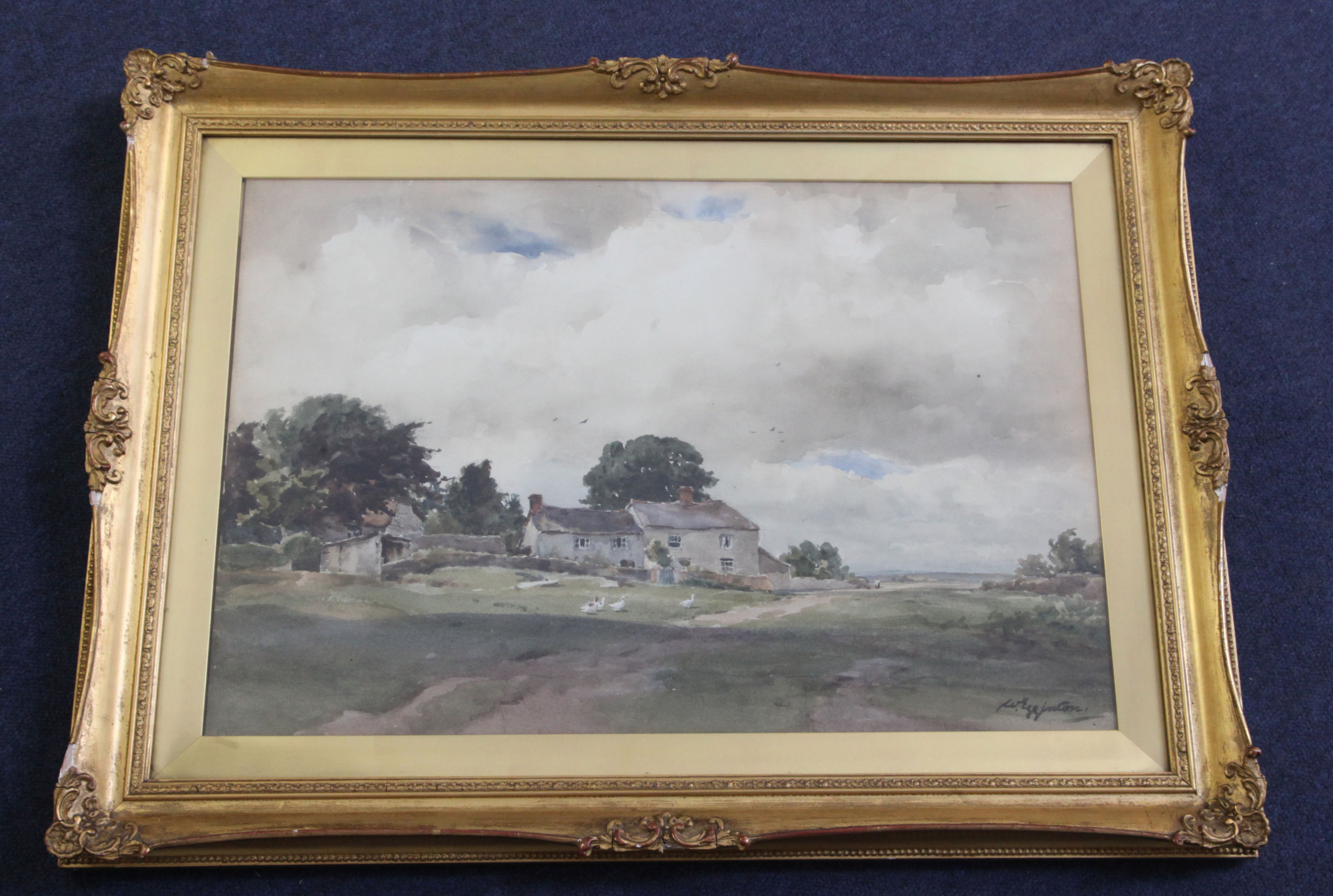 Wycliffe Egginton (1875-1951)watercolourGeese beside a farmhousesigned14 x 21in. - Image 2 of 3