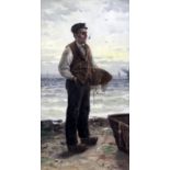 A.Pieta (c.1900)oil on wooden panelDutch fisherman smoking a pipesigned18 x 10in.