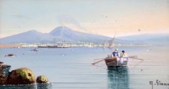 Maria Gianni (1800-1900)gouacheVesuvius and the Bay of Naplessigned6 x 11in.