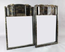 Two similar Chinese gilt-decorated lacquer panelled mirrors, 19th century and later, the 19th
