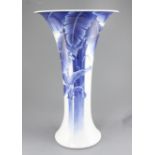 A large Japanese blue and white trumpet shaped vase, by Makuzu Kozan II (Miyagawa Hanzan, 1858-