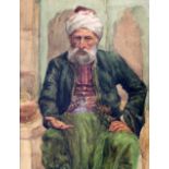 Middle Eastern SchoolwatercolourStudy of a seated Turkish gentleman9.5 x 7.25in.