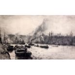 William Lionel Wyllie (1851-1931)etchingShipping on The Thamessigned in pencil10 x 15.5in.