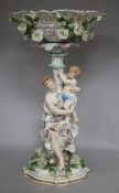 A German porcelain figural centrepiece, height 40cm (a.f.)