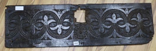 A French carved oak coffer front 1550-1650