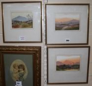 G. Webb, three gouaches, moorland scenes, largest 11 x 17cm