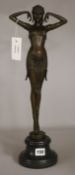 After Demetre Chiparus. A bronze Art Deco style Egyptian dancer, height 50cm