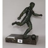 An Art Deco footballers on a marble base