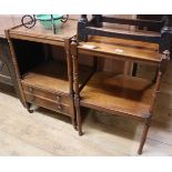 A Regency mahogany four-tier whatnot, now converted into two occasional tables, W.46cm