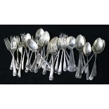 A matched part canteen of silver Old English pattern flatware by Viners Ltd, Sheffield, 1947 and