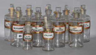 Eleven glass chemist's jars