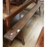 An oak bench seat, L.200cm