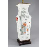 A Chinese famille rose vase, Republic period, converted to a lamp