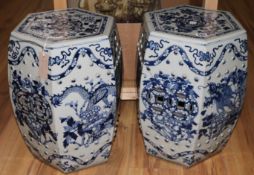Pair of Chinese blue and white garden seats- a.f