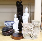 A quantity of Chinese ceramics and wooden stands