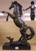 After Bayre. A bronze of a rearing horse, height 56cm