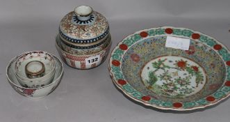 A Tongzhi 'Shou' bowl a Guangxu Chupu & cover and Famille Rose wares