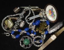Sundry costume jewellery including two opal brooches
