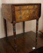 A late Regency inlaid mahogany work table, fitted two drawers, W.48cm